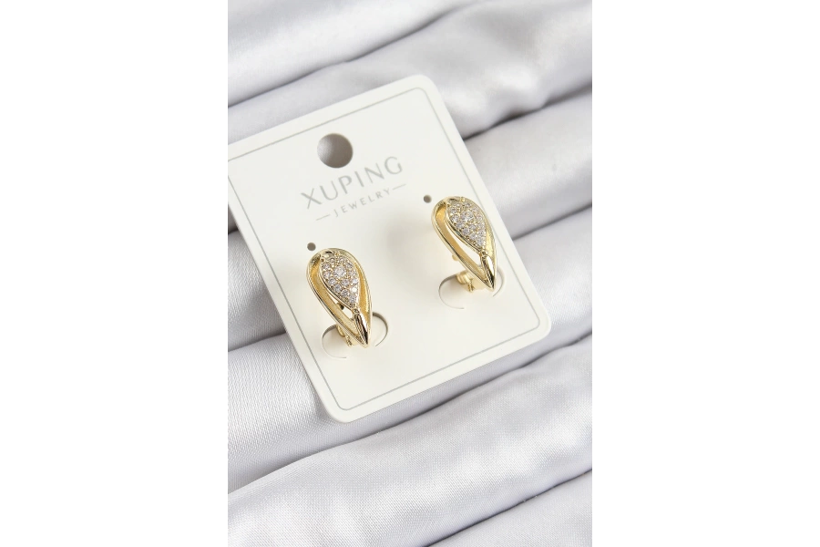 Shoecide Xuping Zirkon Taşlı Damla Model Gold Renk Kadın Küpe