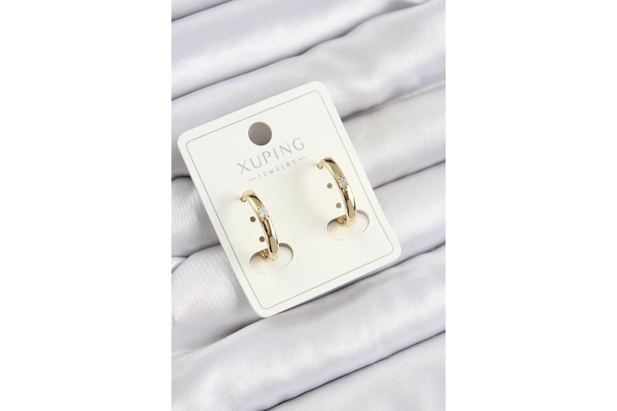 Shoecide Xuping Zirkon Taşlı Oval Model Gold Renk Kadın Küpe