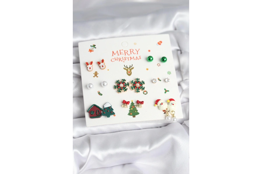 Shoecide Yılbaşı Temalı 8 Çift Küpe Seti