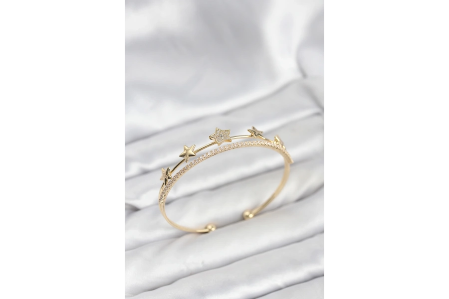 Shoecide Yıldız Model Gold Renk Pirinç Kadın Bileklik