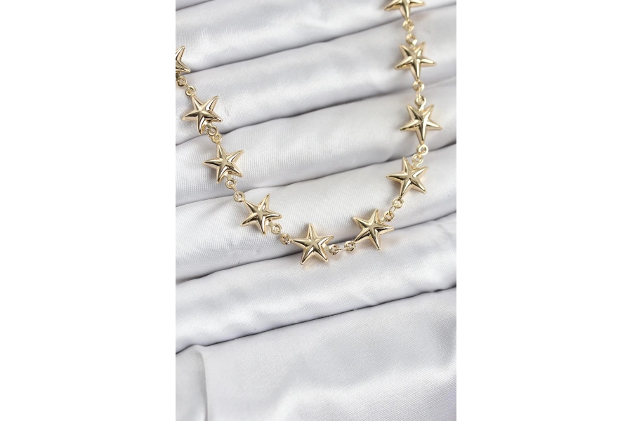 Shoecide Yıldız Model Pirinç Gold Renk Kadın Kolye