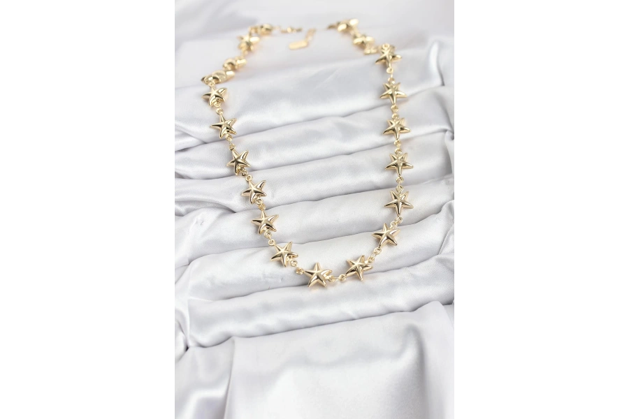 Shoecide Yıldız Model Pirinç Gold Renk Kadın Kolye