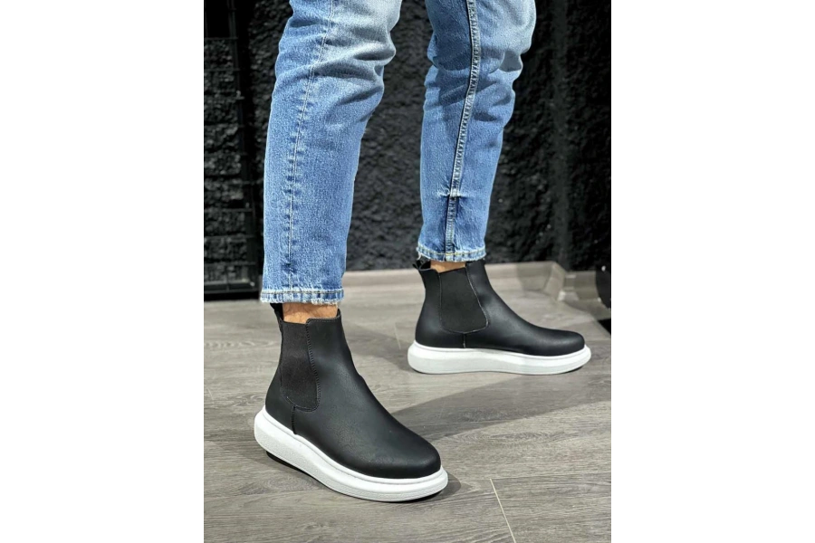 Shoecide Yüksek Taban Ayakkabı 111 Siyah (beyaz Taban)