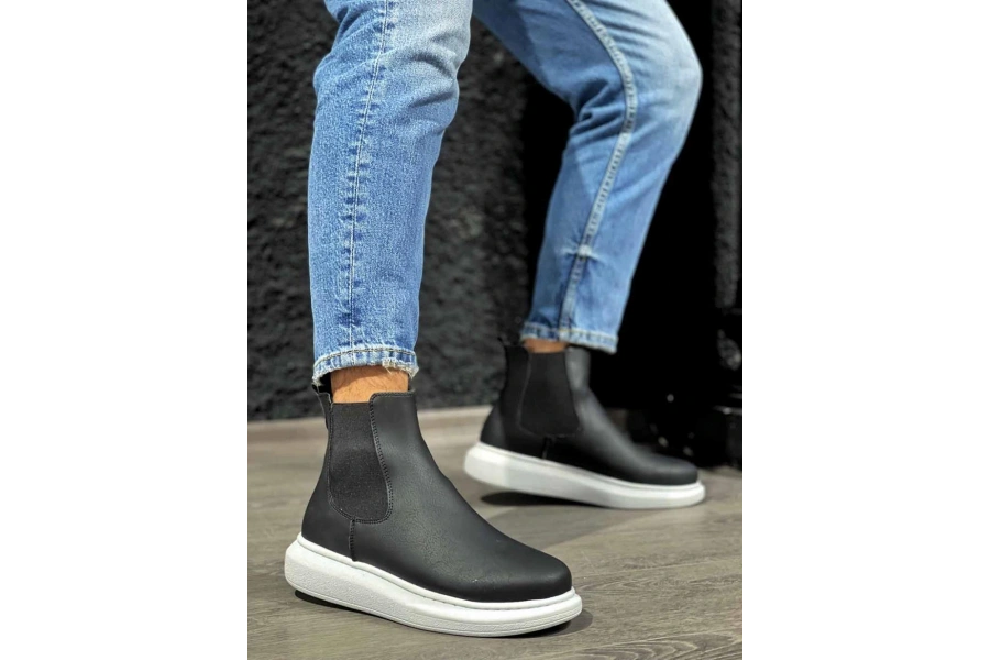 Shoecide Yüksek Taban Ayakkabı 111 Siyah (beyaz Taban)