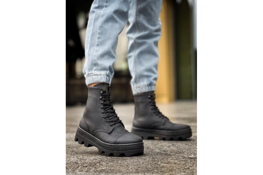 Shoecide Yüksek Taban Ayakkabı B-023 Siyah (siyah Taban)
