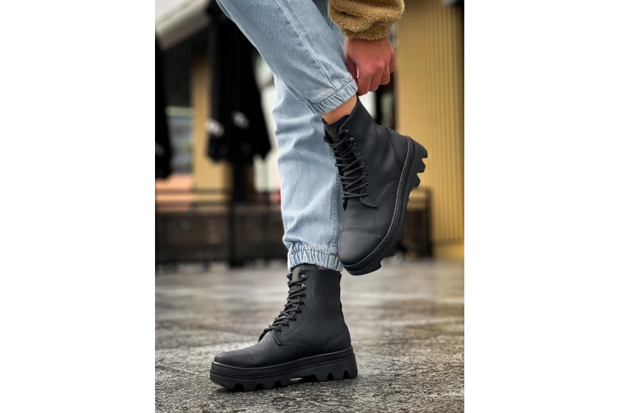 Shoecide Yüksek Taban Ayakkabı B-023 Siyah (siyah Taban)
