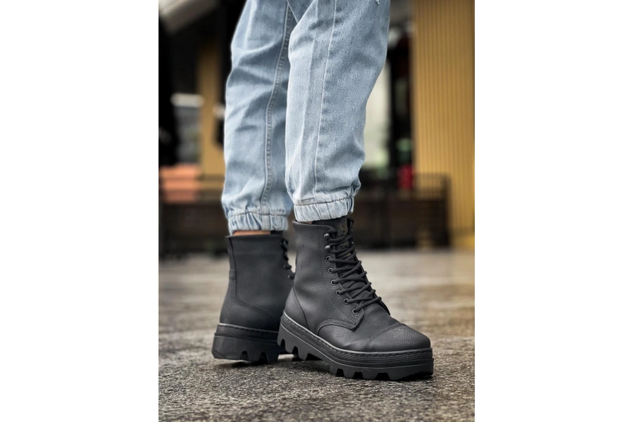 Shoecide Yüksek Taban Ayakkabı B-023 Siyah (siyah Taban)