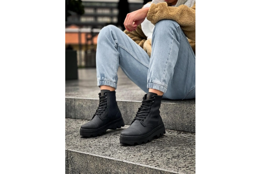 Shoecide Yüksek Taban Ayakkabı B-023 Siyah (siyah Taban)