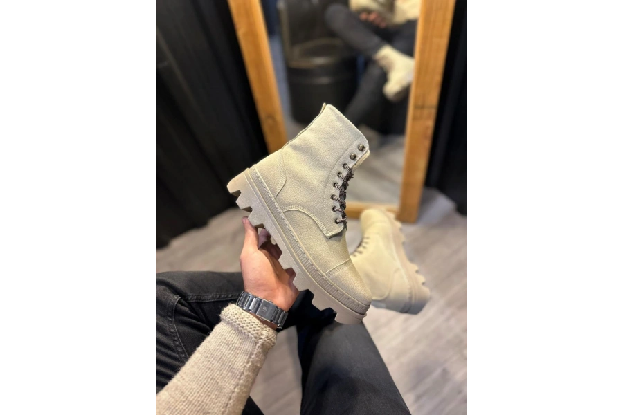 Shoecide Yüksek Taban Ayakkabı B-023 Vizon Süet