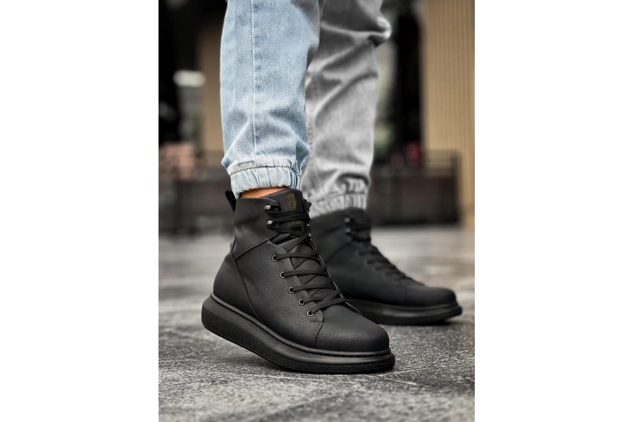Shoecide Yüksek Taban Ayakkabı B-080 Siyah (siyah Taban)
