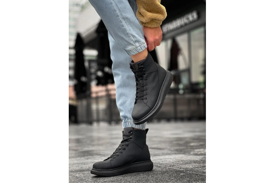 Shoecide Yüksek Taban Ayakkabı B-080 Siyah (siyah Taban)