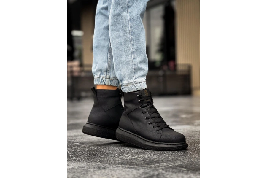 Shoecide Yüksek Taban Ayakkabı B-080 Siyah (siyah Taban)
