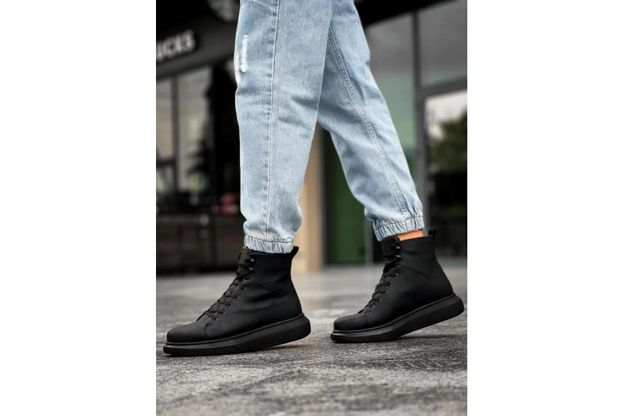 Shoecide Yüksek Taban Ayakkabı B-080 Siyah (siyah Taban)