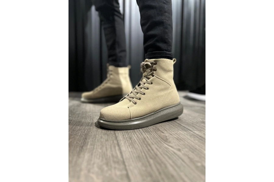 Shoecide Yüksek Taban Ayakkabı B-080 Vizon Süet