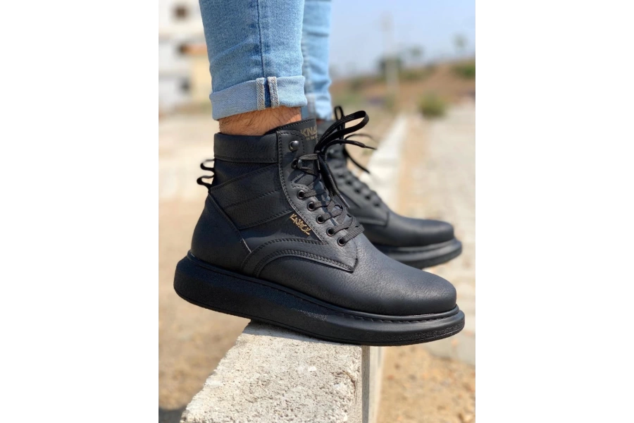 Shoecide Yüksek Taban Ayakkabı B-404 Siyah (siyah Taban)