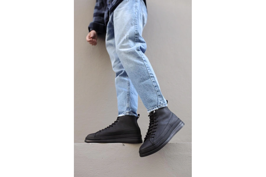 Shoecide Yüksek Taban Ayakkabı C-030 Siyah (siyah Taban)
