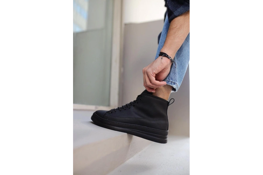 Shoecide Yüksek Taban Ayakkabı C-030 Siyah (siyah Taban)