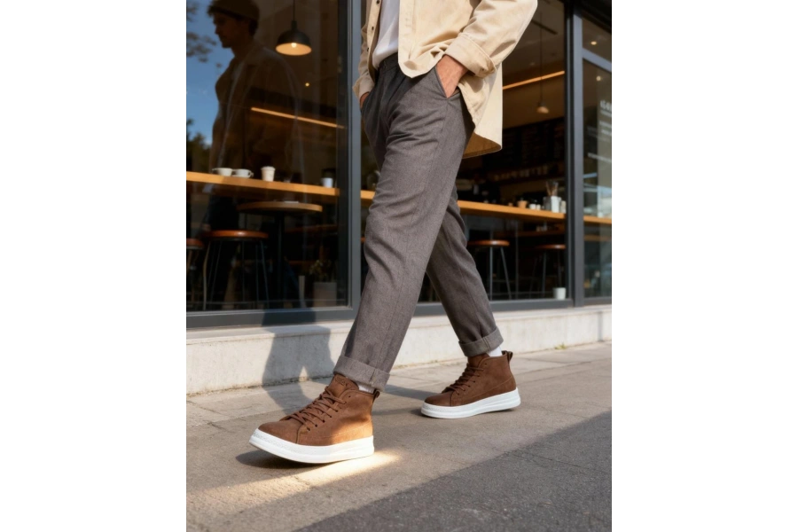 Shoecide Yüksek Taban Ayakkabı C-030 Taba Taba