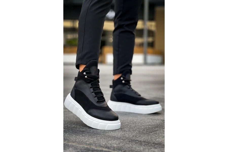 Shoecide Yüksek Taban Bot 104 Siyah (beyaz Taban)