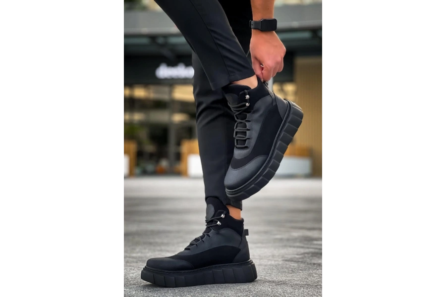 Shoecide Yüksek Taban Bot 104 Siyah (siyah Taban)