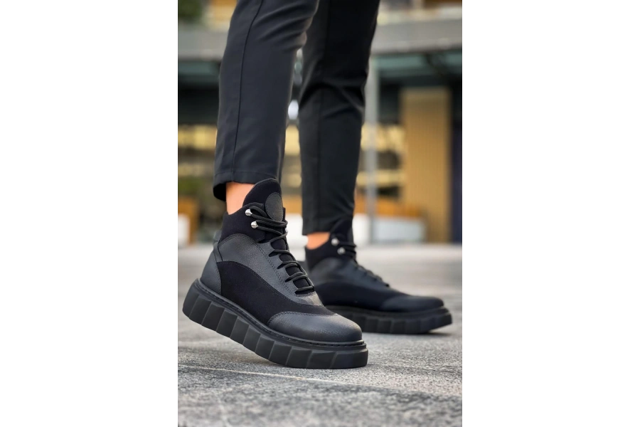 Shoecide Yüksek Taban Bot 104 Siyah (siyah Taban)