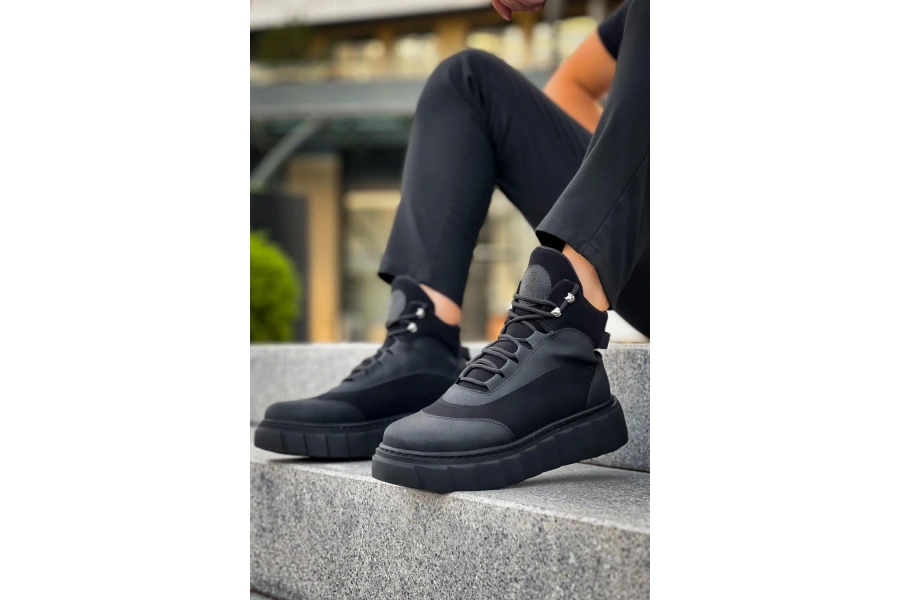 Shoecide Yüksek Taban Bot 104 Siyah (siyah Taban)