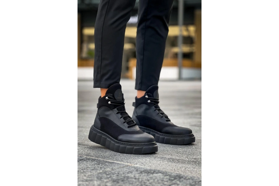 Shoecide Yüksek Taban Bot 104 Siyah (siyah Taban)