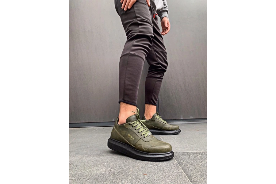 Shoecide Yüksek Taban Günlük Ayakkabı 040 Haki (siyah Taban)