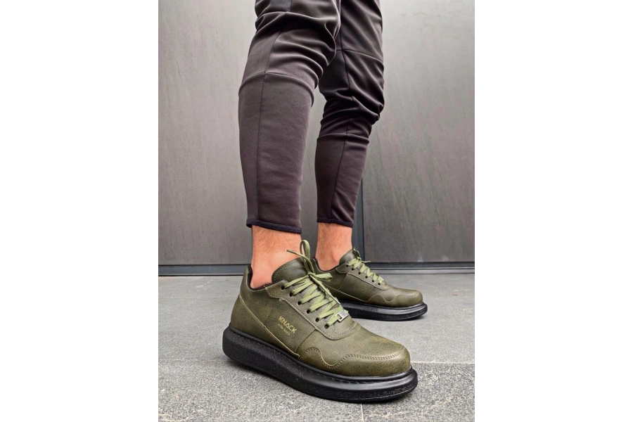 Shoecide Yüksek Taban Günlük Ayakkabı 040 Haki (siyah Taban)