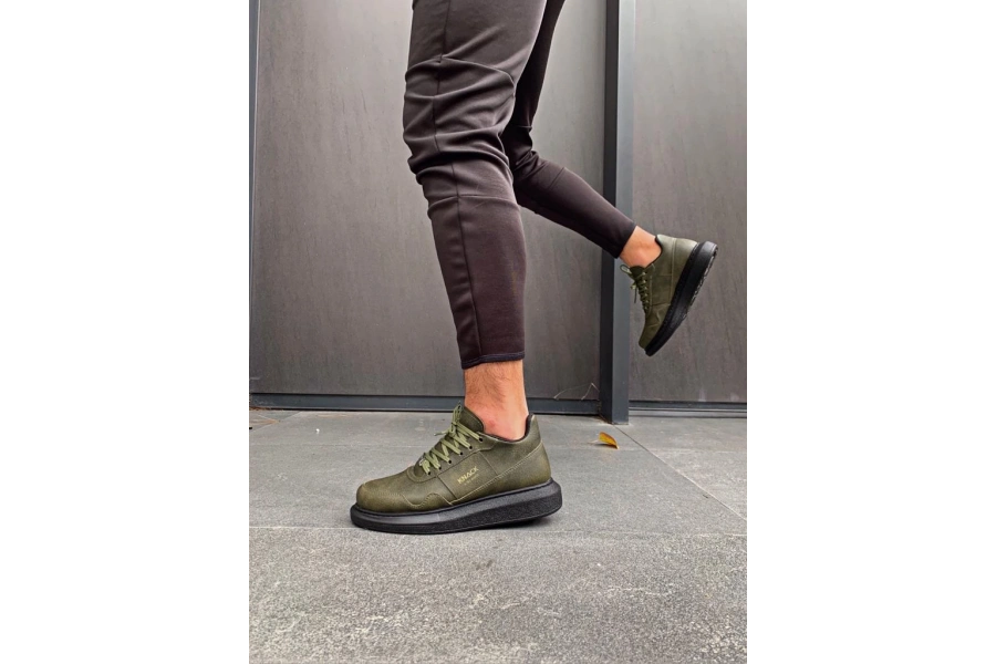 Shoecide Yüksek Taban Günlük Ayakkabı 040 Haki (siyah Taban)