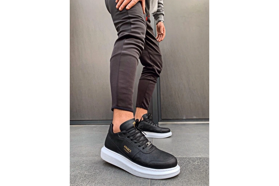 Shoecide Yüksek Taban Günlük Ayakkabı 040 Siyah (beyaz Taban)