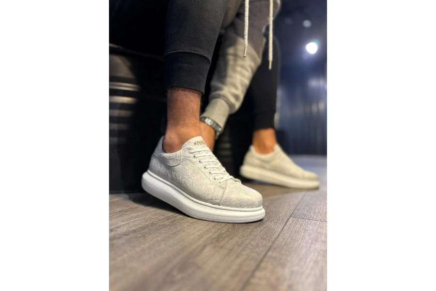 Shoecide Yüksek Taban Günlük Ayakkabı 044 Beyaz (desenli)