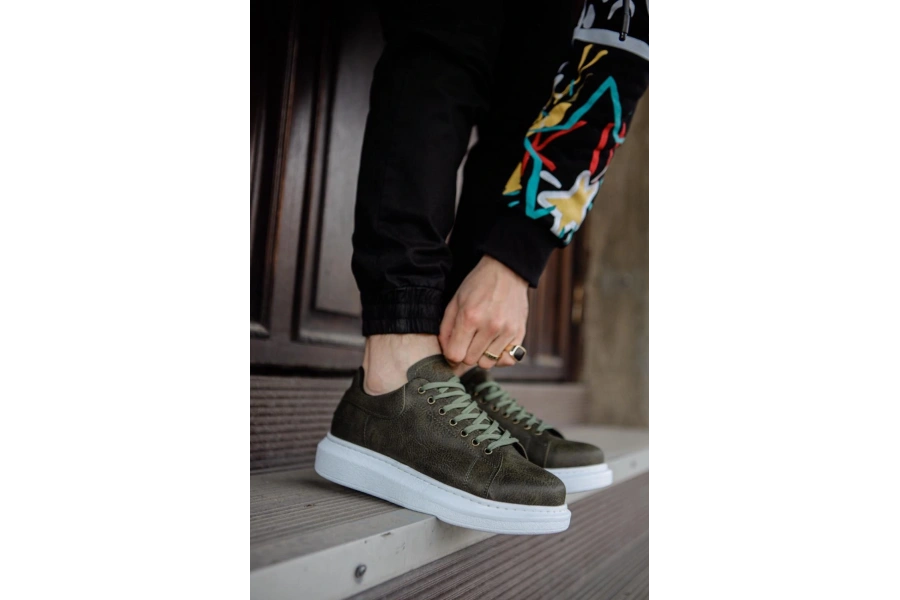 Shoecide Yüksek Taban Günlük Ayakkabı 044 Haki