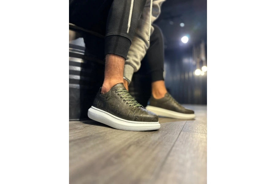 Shoecide Yüksek Taban Günlük Ayakkabı 044 Haki (desenli)