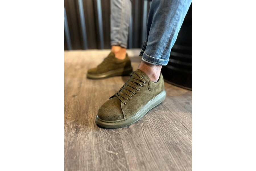 Shoecide Yüksek Taban Günlük Ayakkabı 044 Haki (süet)