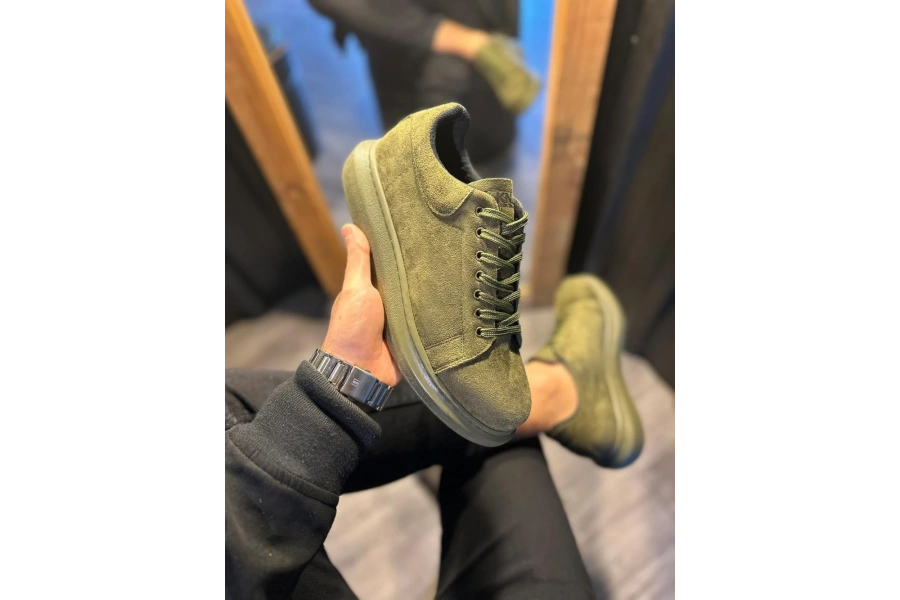 Shoecide Yüksek Taban Günlük Ayakkabı 044 Haki (süet)