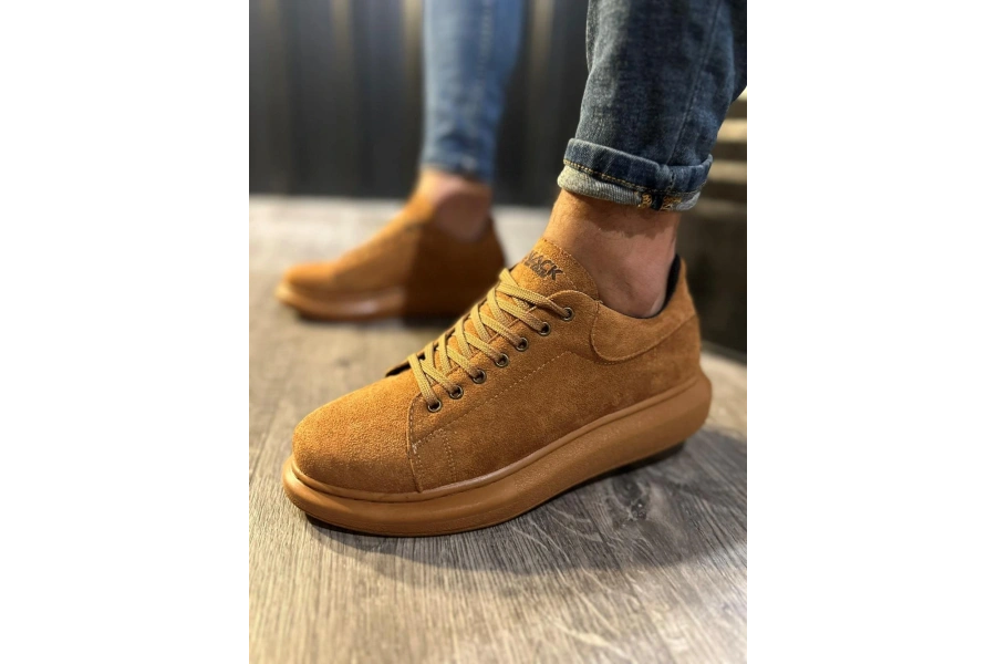 Shoecide Yüksek Taban Günlük Ayakkabı 044 Taba Süet