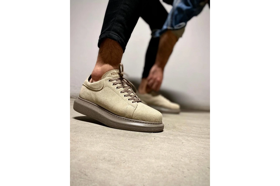 Shoecide Yüksek Taban Günlük Ayakkabı 044 Vizon Süet