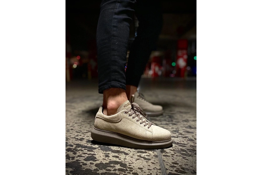 Shoecide Yüksek Taban Günlük Ayakkabı 044 Vizon Süet