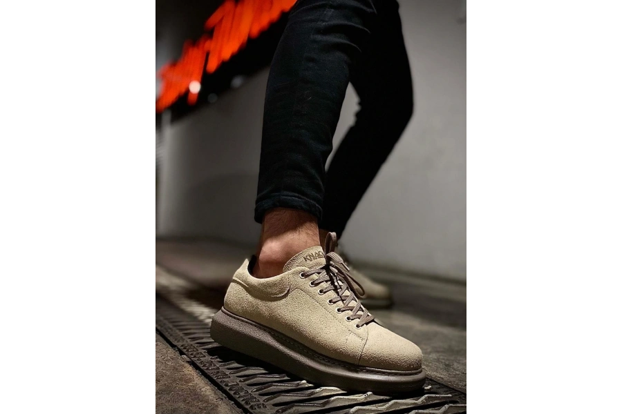 Shoecide Yüksek Taban Günlük Ayakkabı 044 Vizon Süet