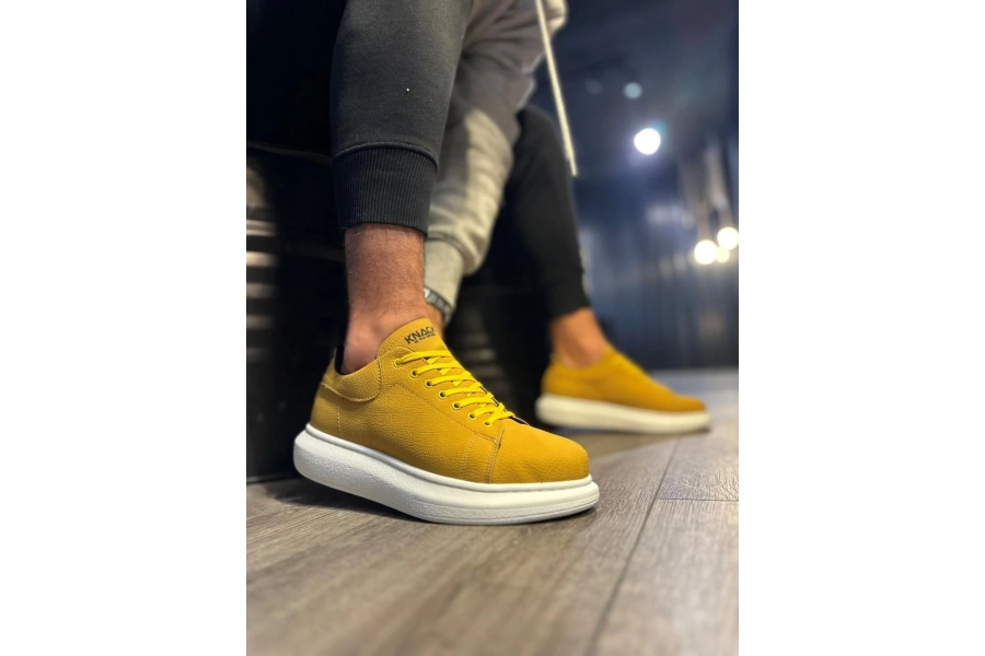 Shoecide Yüksek Taban Günlük Ayakkabı 045 Sarı (beyaz Taban)