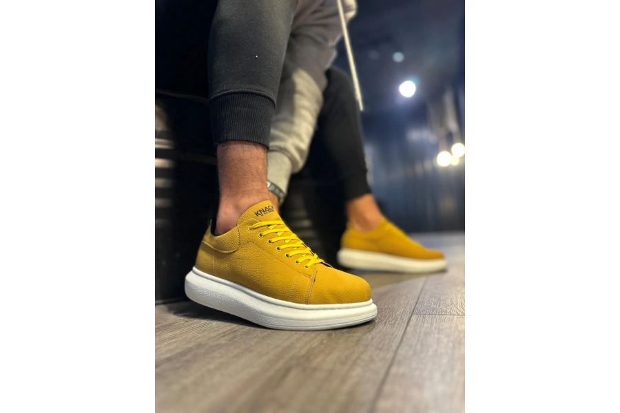 Shoecide Yüksek Taban Günlük Ayakkabı 045 Sarı (beyaz Taban)