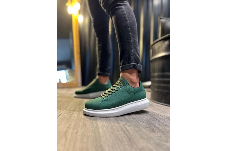 Shoecide Yüksek Taban Günlük Ayakkabı 045 Yeşil (beyaz Taban)
