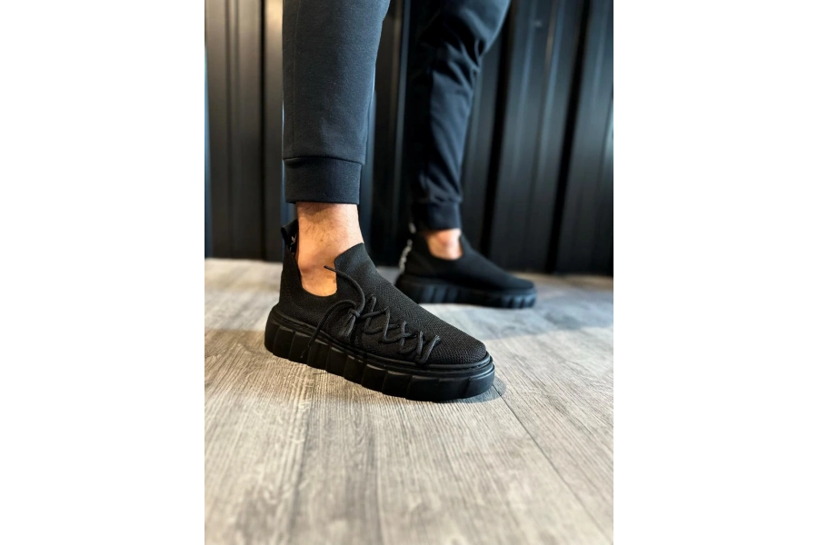 Shoecide Yüksek Taban Günlük Ayakkabı 1025 Siyah (siyah Taban)