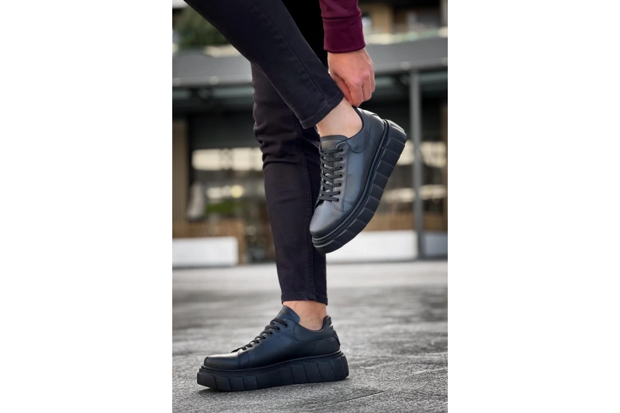 Shoecide Yüksek Taban Günlük  Ayakkabı 144  Siyah (siyah Taban)