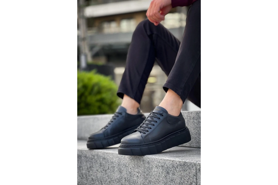 Shoecide Yüksek Taban Günlük  Ayakkabı 144  Siyah (siyah Taban)