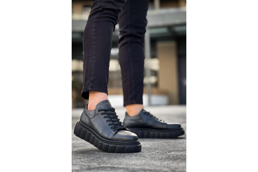 Shoecide Yüksek Taban Günlük  Ayakkabı 144  Siyah (siyah Taban)