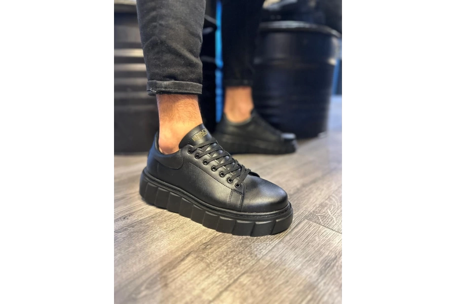 Shoecide Yüksek Taban Günlük  Ayakkabı 144  Siyah (siyah Taban)