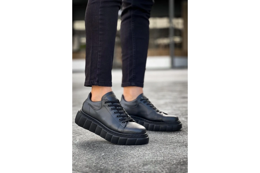 Shoecide Yüksek Taban Günlük  Ayakkabı 144  Siyah (siyah Taban)