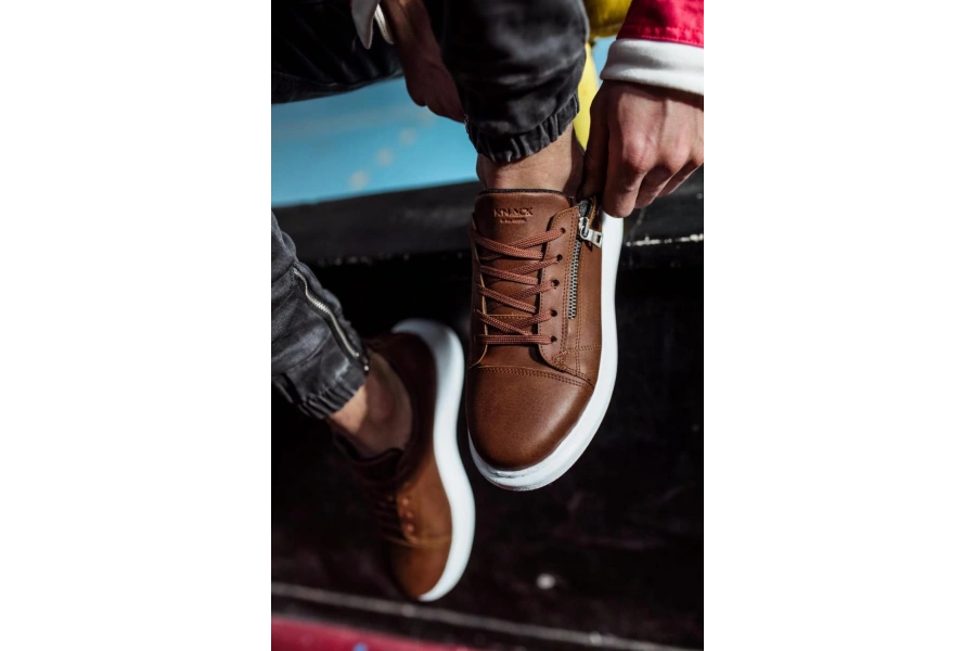 Shoecide Yüksek Taban Günlük Ayakkabı 555 Taba